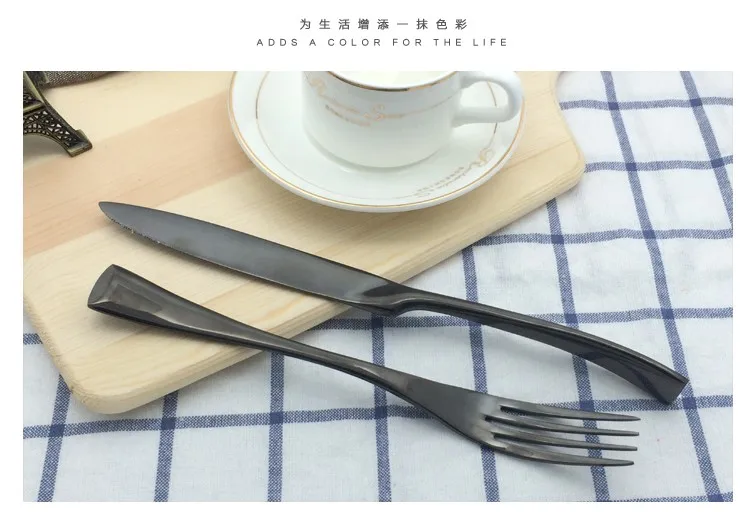 2019 New Design High Quality Black Gold Plated Cutlery for Promotion