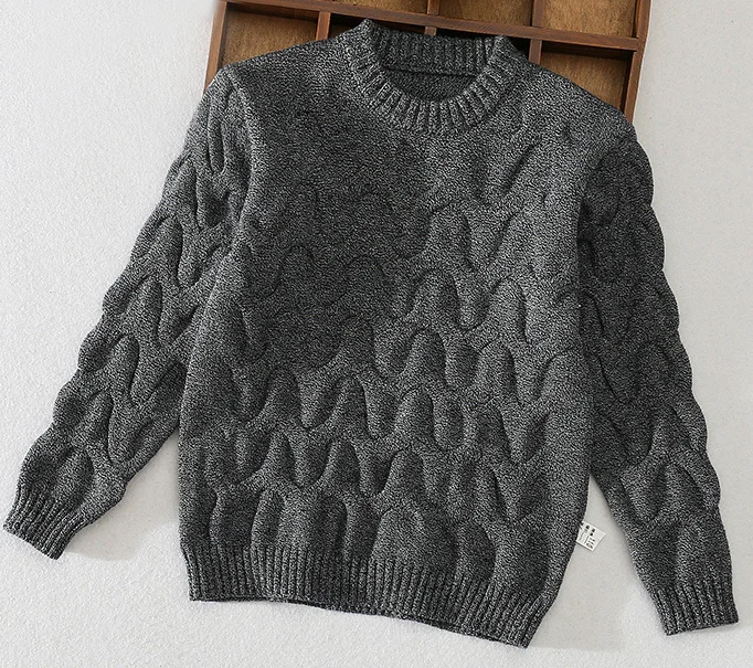 P18B119TR children's boy cotton o neck cable knit sweater