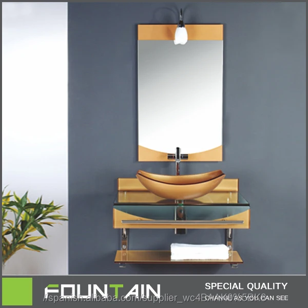 BSCI Moderna lavabo de cristal templado para el baño de acero