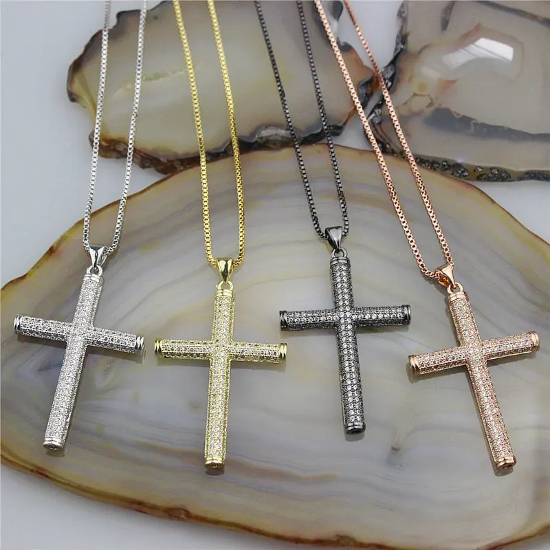 CH-JBN0431 wholesale micro pave crystal cross necklace,fashion CZ cross pendant necklace,sideway corss necklace