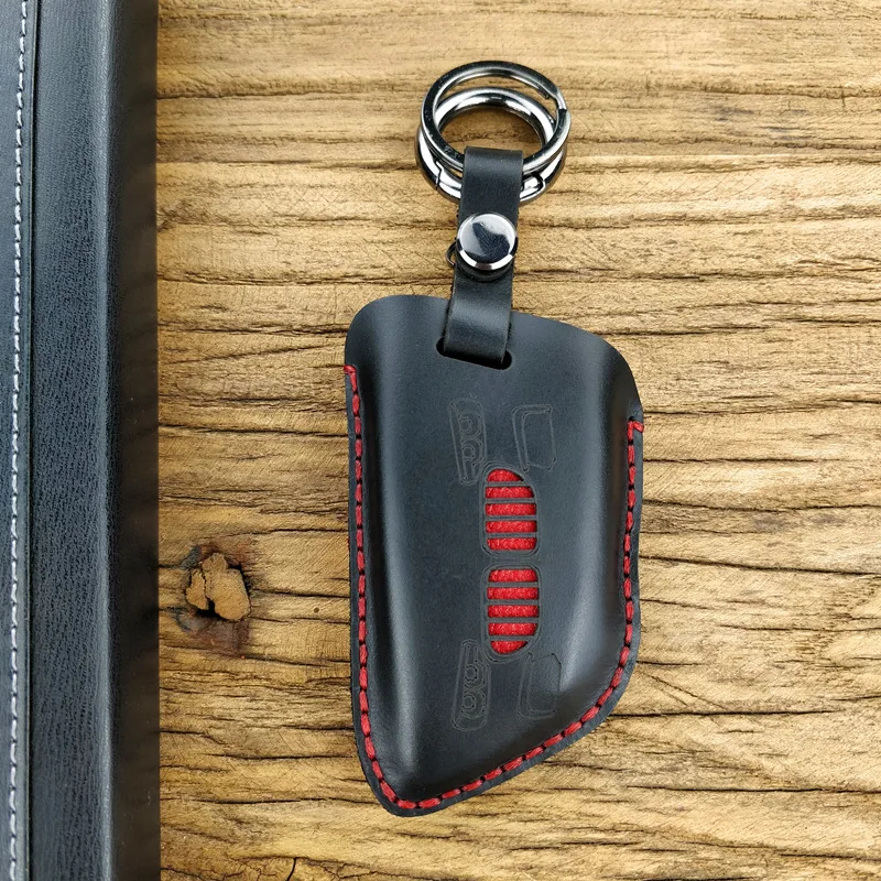 brown leather key case