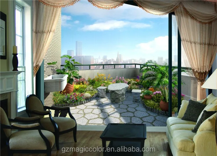 3d balcón animado natural paisaje jardÃn fondos de pantalla para ... Decoración Balcón Garden