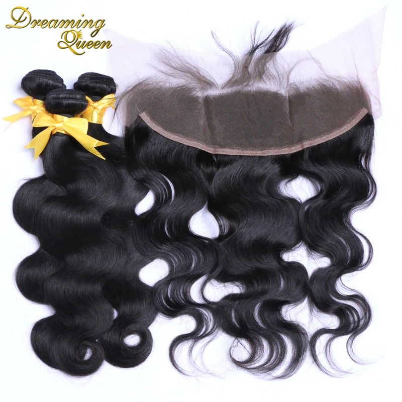 7A Brazilian Lace Frontal Closure With Bundles Body Wave 4 Pcs Full Frontal Lace Closure 13x4