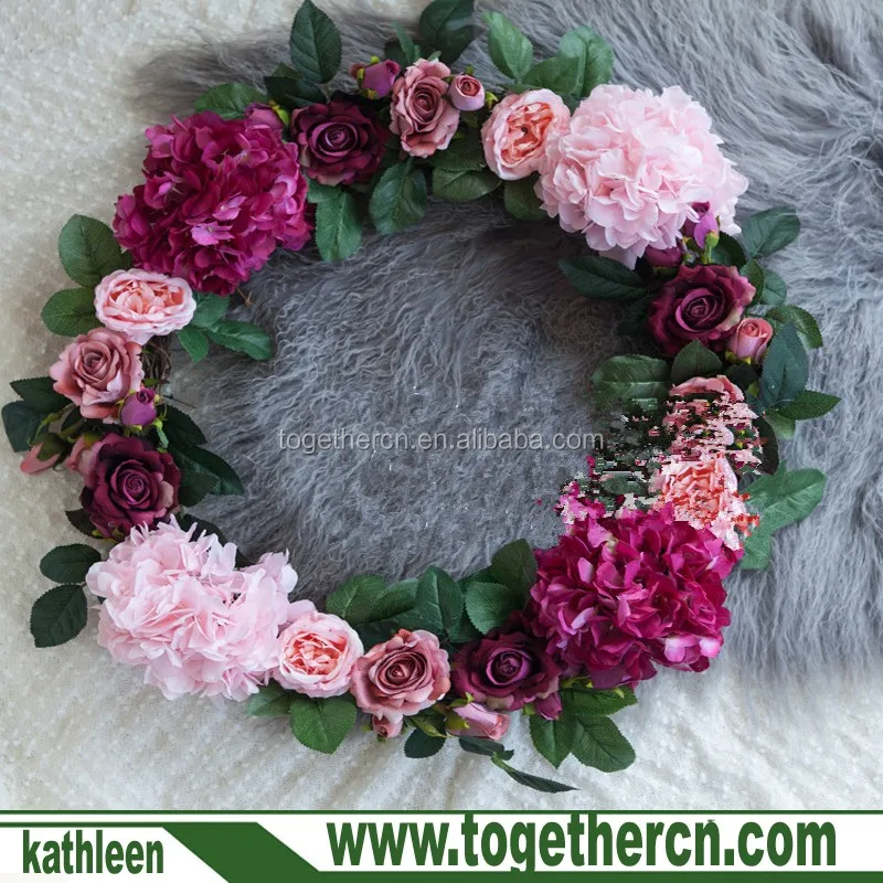 Natural Peony Wreath Flower Garland For Home Wall Front Door