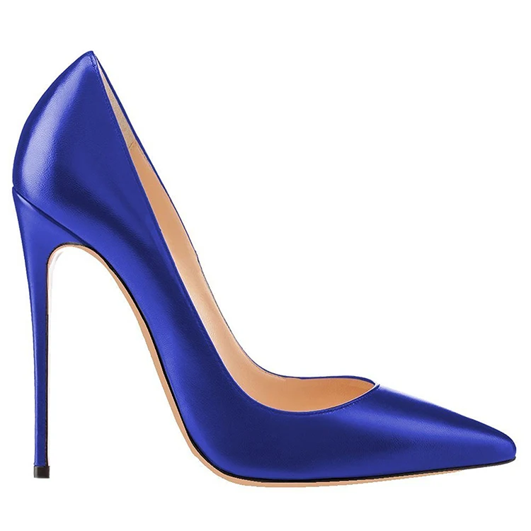 Pretty Women Pure Royal Blue Pu Pointy Toe Pumps Pencil High Heels ...