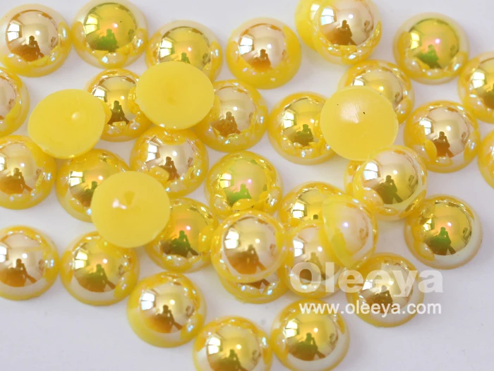 Plastic Pearls Non Hotfix Rhinestone Beads Flat Back 3mm White AB Loose ABS Half Round Faux Pearl Beads for DIY Decoration