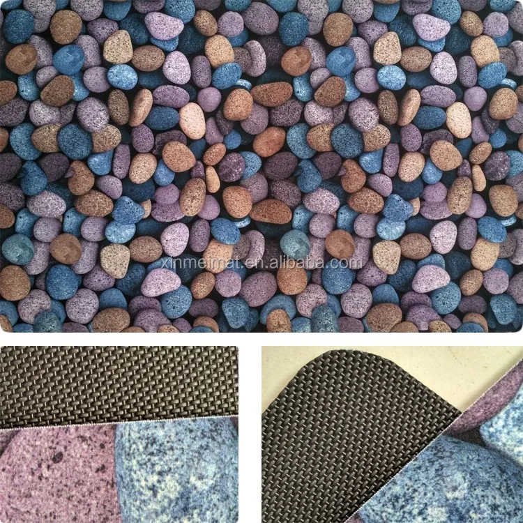 Printed Brushed Fabric Pvc Vinyl Floor Cobble Stone Carpet Pebble ...