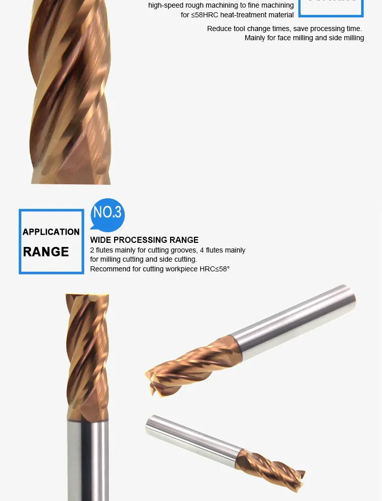 High Helix High Hardness Hss 3 Flute End Mill With Tialn Coating Buy