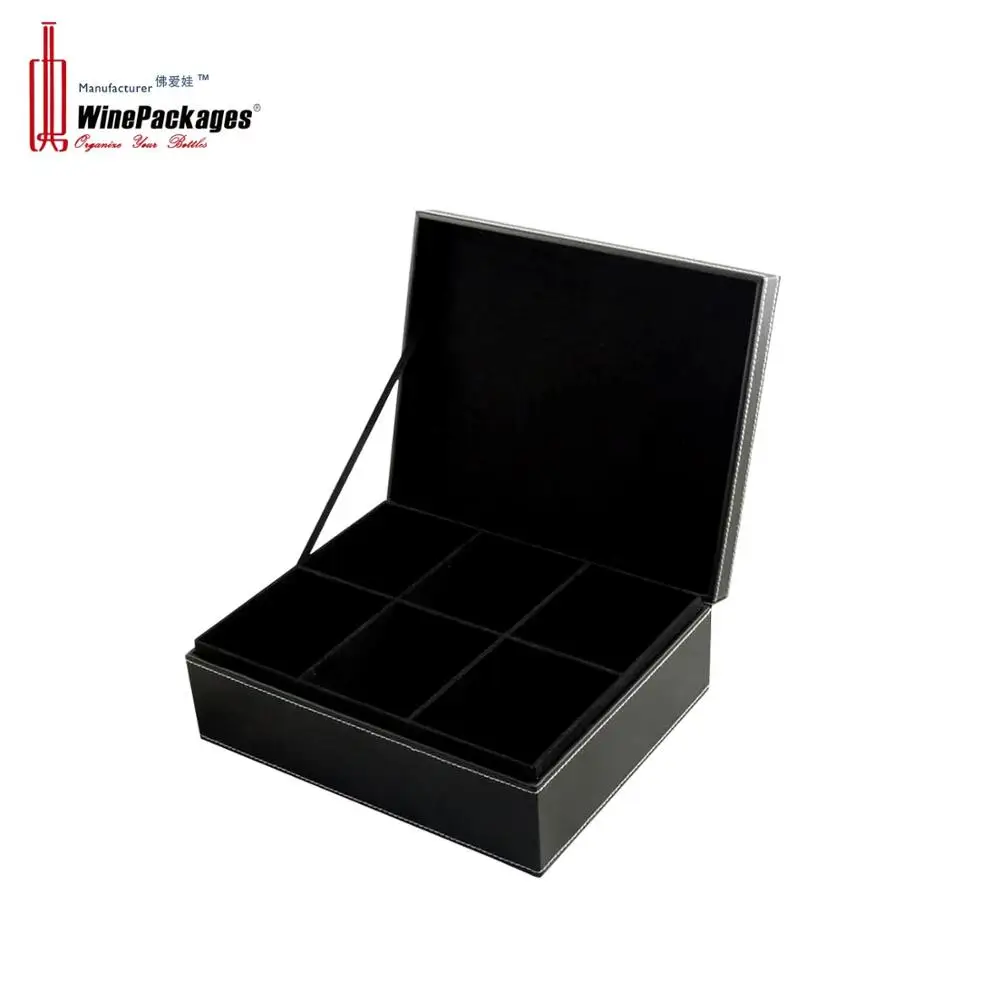 Household black imitation leather tea box packaging