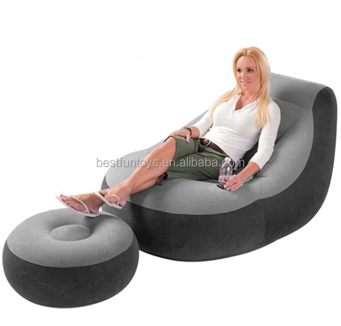 Heavy Duty Inflatable Chair And Ottoman Durable Comfort Flocking Blow