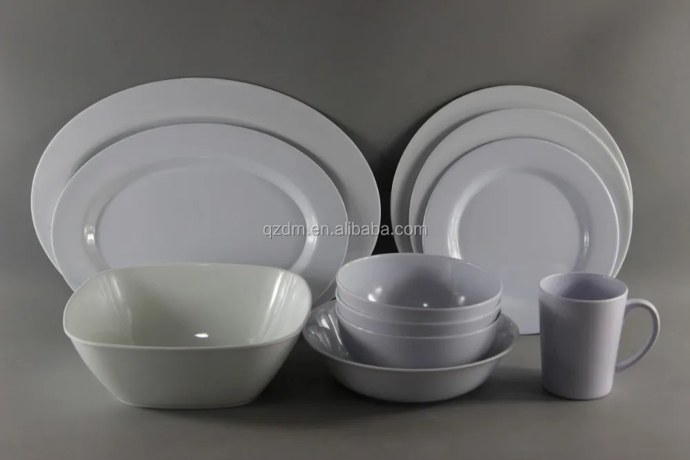 100% Melamine Blank White Plastic Dinner Set
