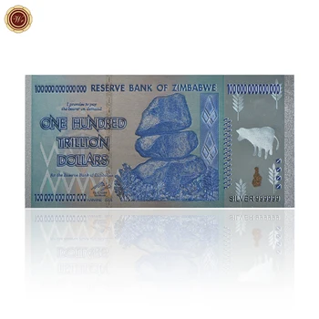 Reserve Bank 100 Trillion Zimbabwe Dollars 24k Silver 999999 Reserve Bank 100 Trillion Zimbabwe Dollars 24k Silver 999999 Banknote One Hundred Bill Gold