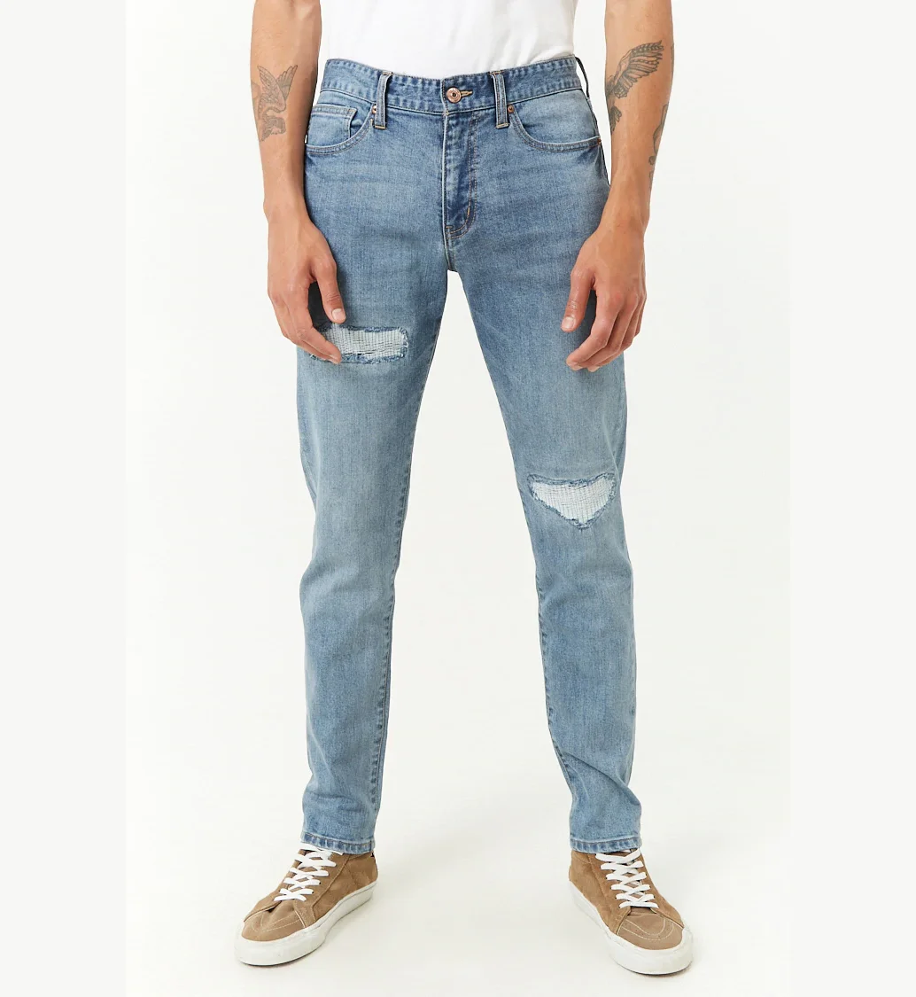 New design fashion damaged denim jeans cotton custom Jeans for men