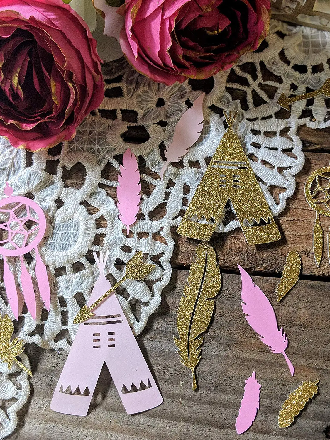MANY COLORS AVAILABLE 100 Glitter Tribal Party Tee Pee Shaped Confetti Table Decor