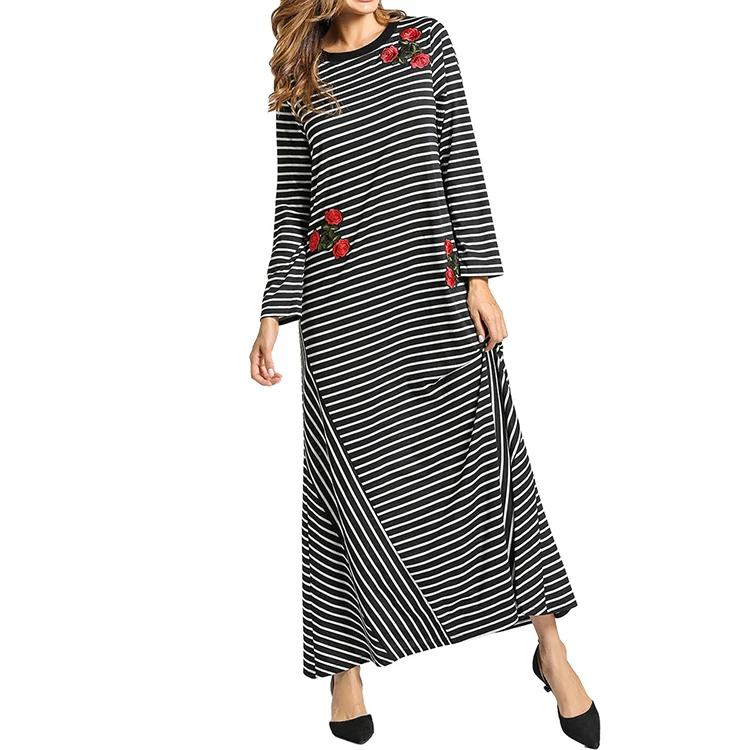 Wholesale New Designs Woman Fashion Striped Long Gown Dresses - Buy ...