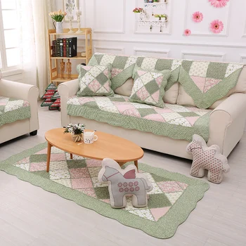Anti Slip Cotton Prewashed Patchwork Sectional Sofa Cover Stretch Slipcover