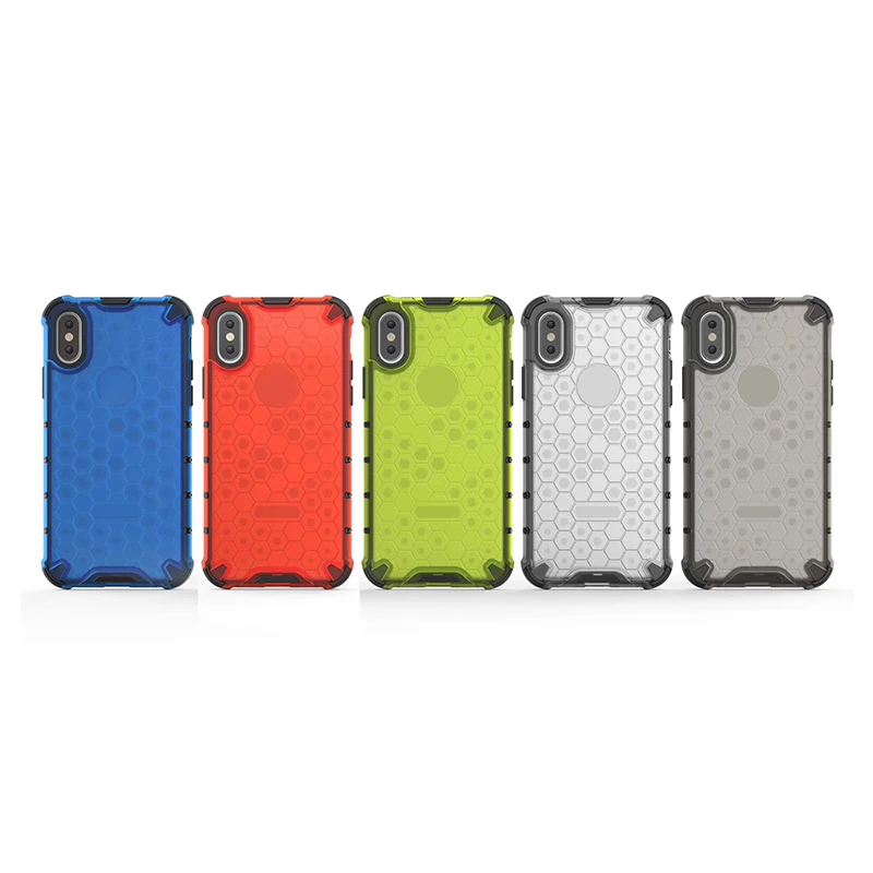 Transparent TPU + PC Hybrid Raised Screen Edge Armor Shockproof Case for iPhone Xs
