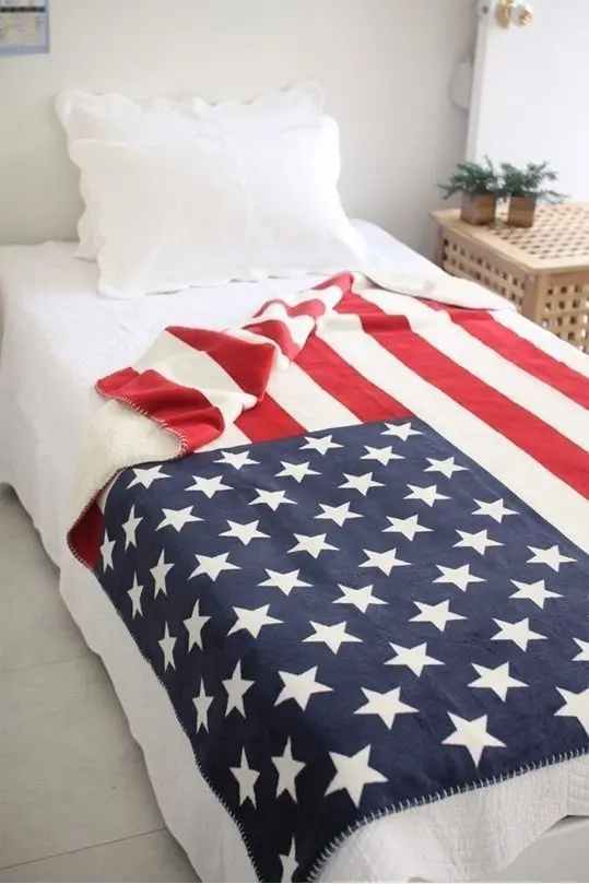America Flag United States Sofa / Bed Comfortable Knitted Fabric Fleece