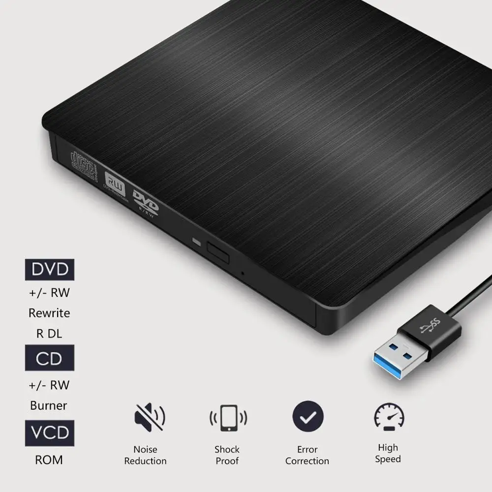 
External DVD/CD Drives Portable CD DVD +/-RW Optical Drive Burner High Speed Data Transfer USB 3.0 Compatible with PC Desktop 