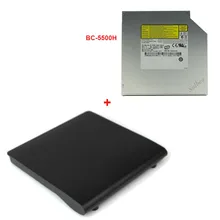 1pc USB 2.0 SATA 12.7mm External DVD-RM External Case Enclosure+BC-5500H Blu-Ray 8X DVD RW RAM 24X CD Burner Optical Drive