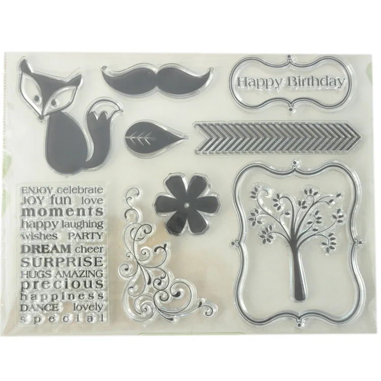 Happy Birthday clear Stamp Set Scrapbooking with Acrylic Block Ink Pad ...