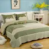 Cotton Green Floral Reversible Queen Patchwork Quilt Bed Comforter Set Wholesale