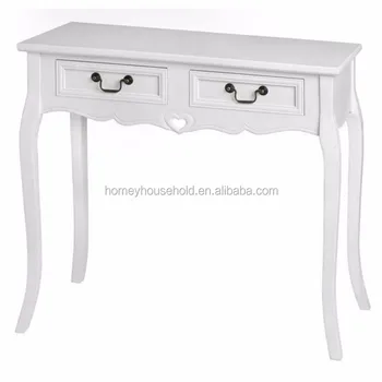 French Provincial Art Deco Hardware Wooden White Console Table