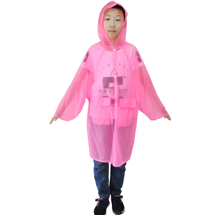 Pink Colour Printed Polyester Rain Poncho For Kids - Buy High Quality ...