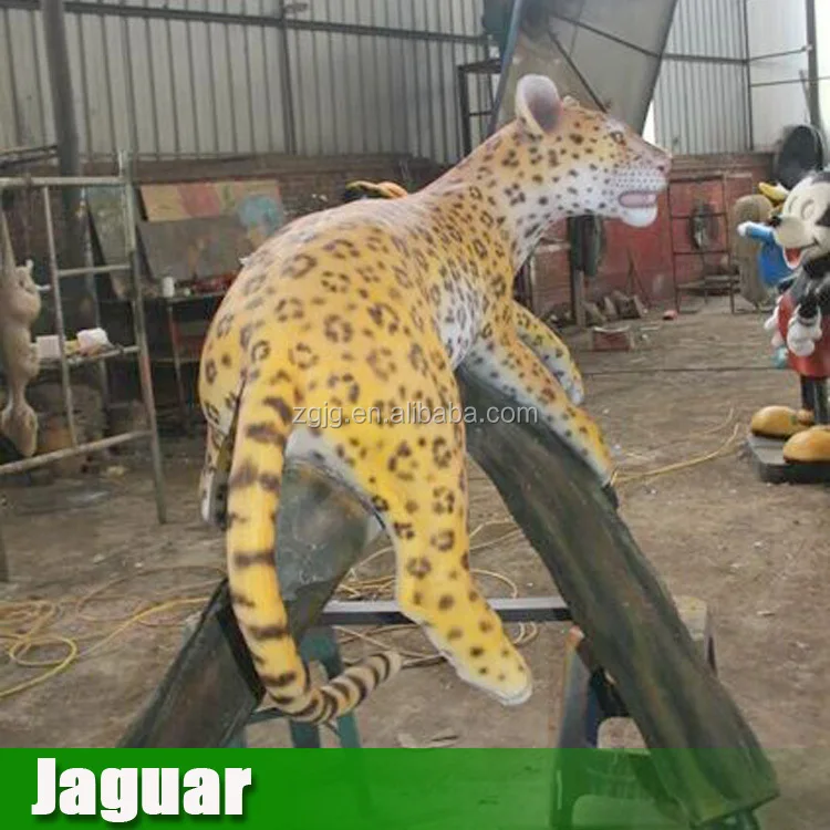 Fiberglass Statues Sculpture Life Size Large Animal Of Jaguar For Sale