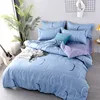 High-end fresh and elegant light blue geometric pattern polyester bedding set of four