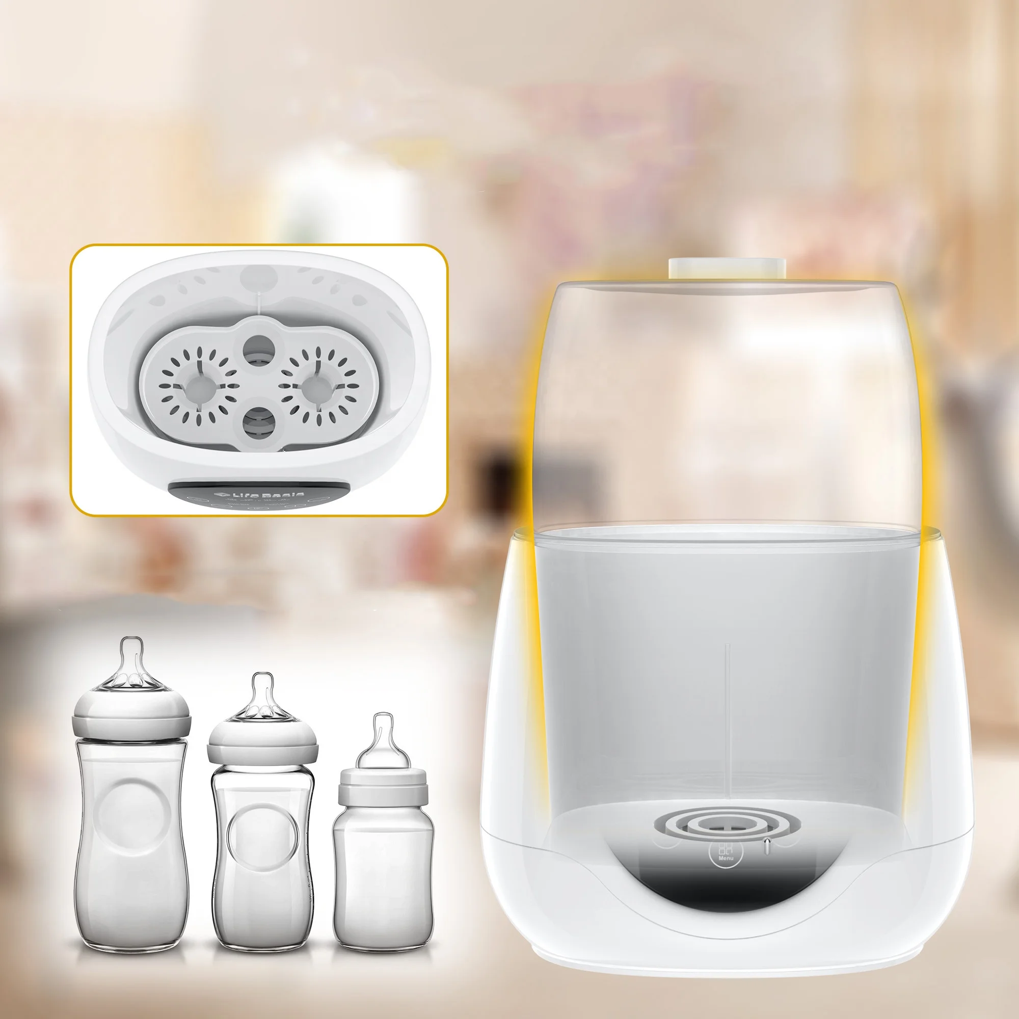 Self-adjustable fast heating electric milk warmer double bottle warmer