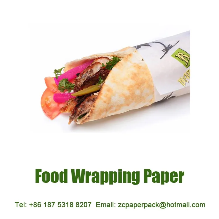 Custom Printed Food Grade Oil Resistant Greaseproof Shawarma Wrapping
