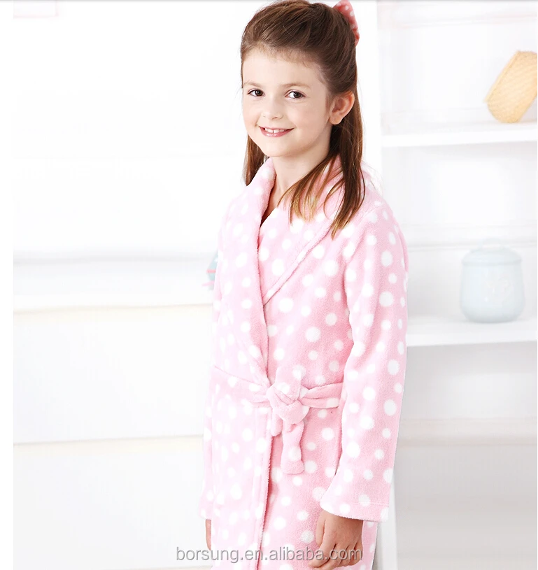 Cute 100 Polyester Fashion Girls Bathrobes Soft Fleece Warm Bathrobes