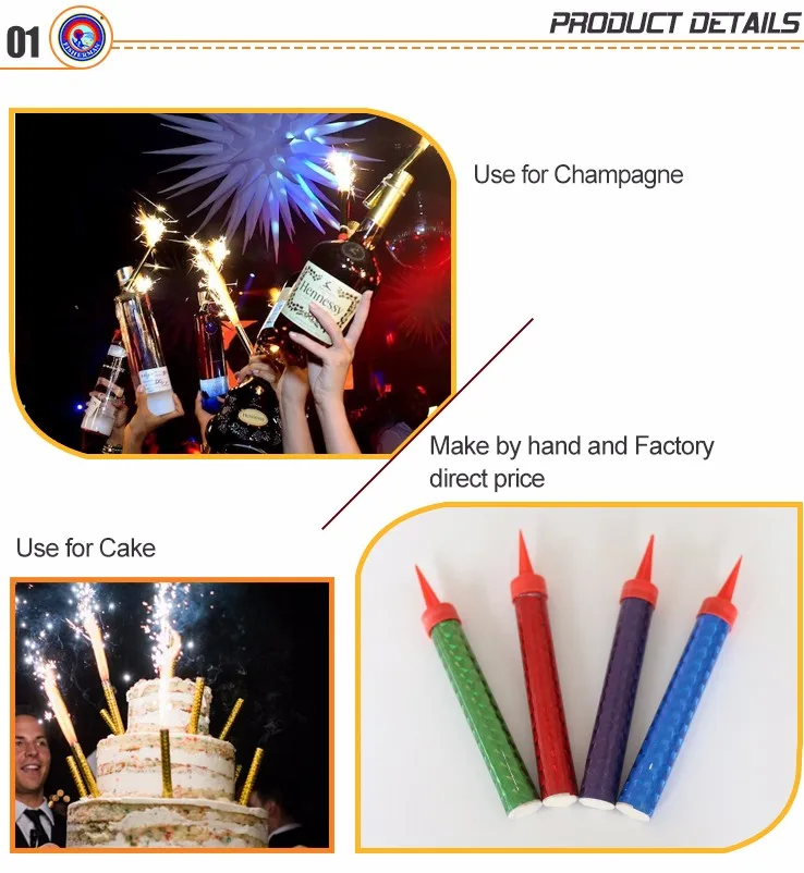 party champagne bottle sparkler fountain birthday candle fireworks