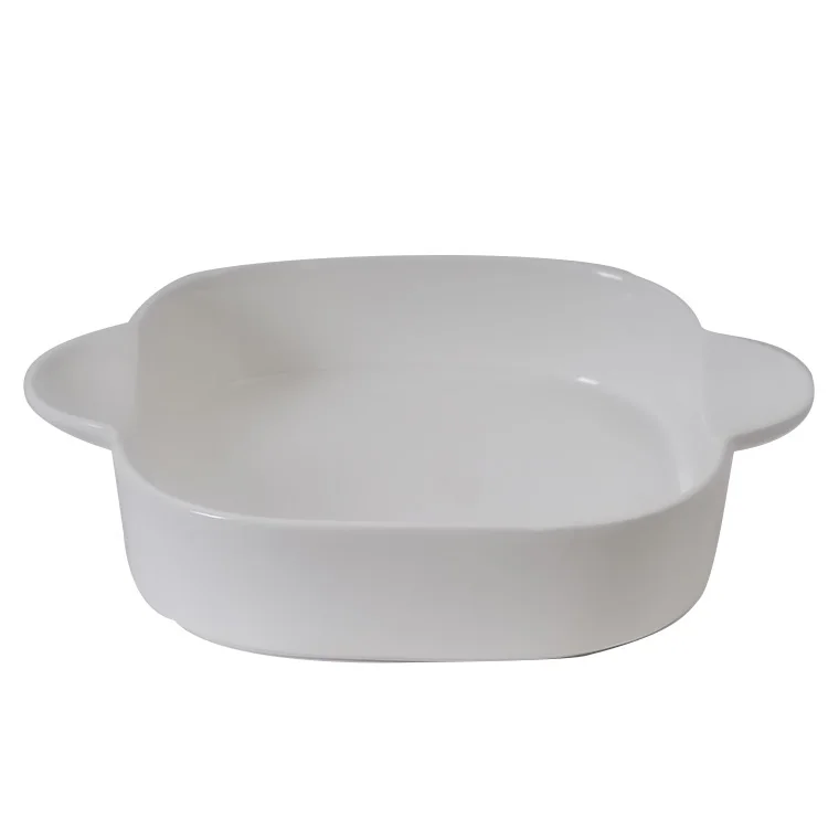 Oven safe bulk customize creamer white square porcelain baking pan for sale