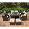 Outdoor synthetic rattan furniture set ottoman chair and wicker space saving table