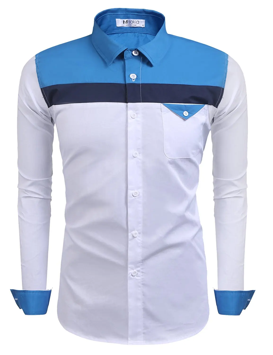 M/&S/&W Mens Military Slim Dress Shirt Long Sleeve Button Down Dress Shirts