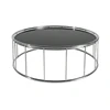 LC-010 office space black glass round cenrer coffee table with steel tube frame