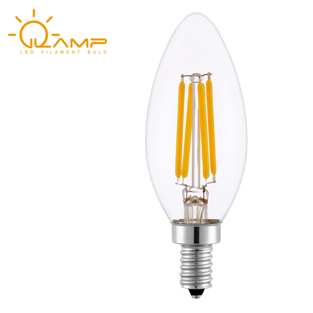 B10 E12 E14 Filament Lamp C35 Warm White 4W Candle Shaped LED Light Bulb