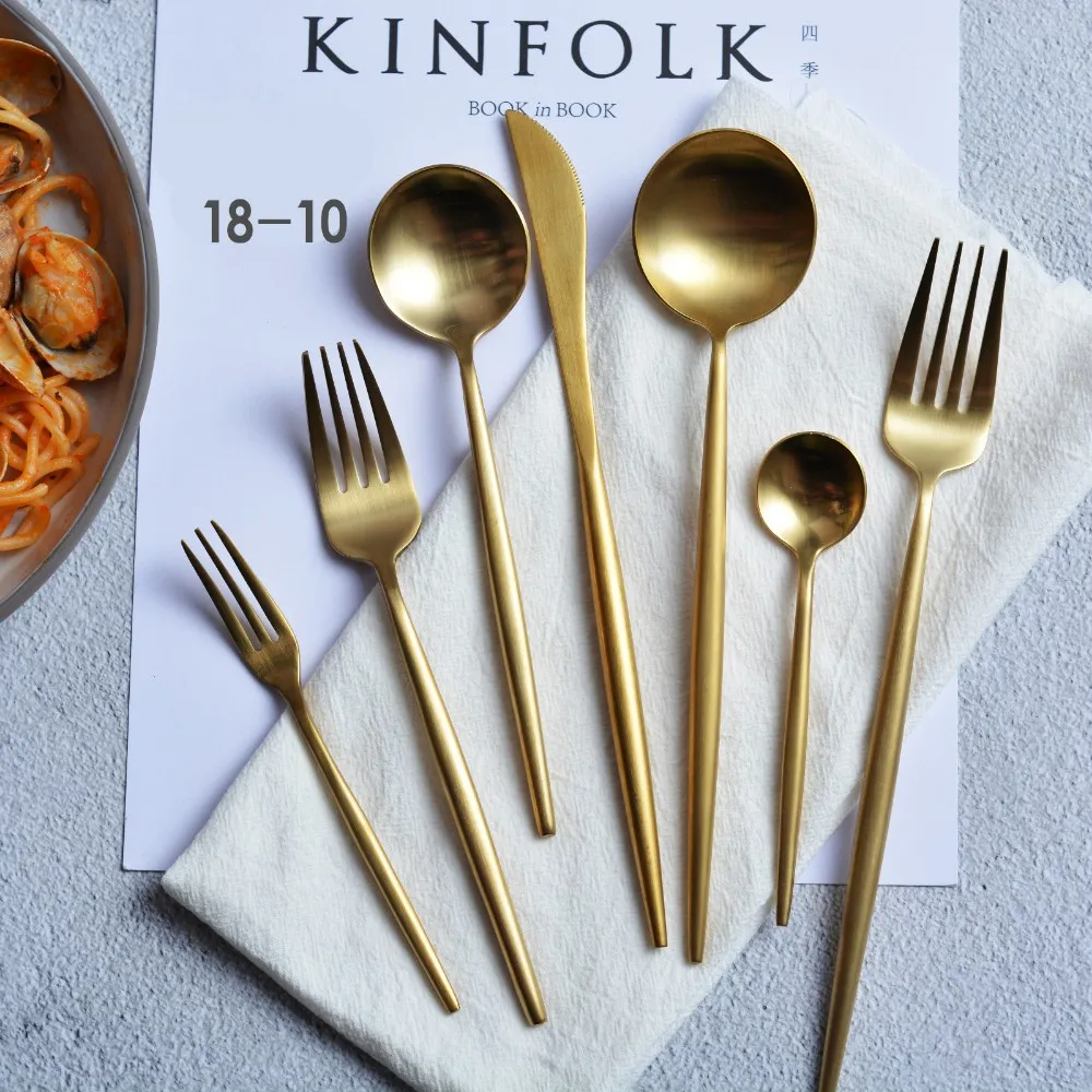 Amazon Popular Personal Cutlery Set Stainless Steel Cutlery Dinnerware Sets Luxury Gold Cutlery