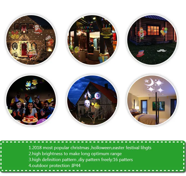 Outdoor Waterproof LED rotating  party holiday christmas projection light Wall Light Landscape Projector with 8patterns