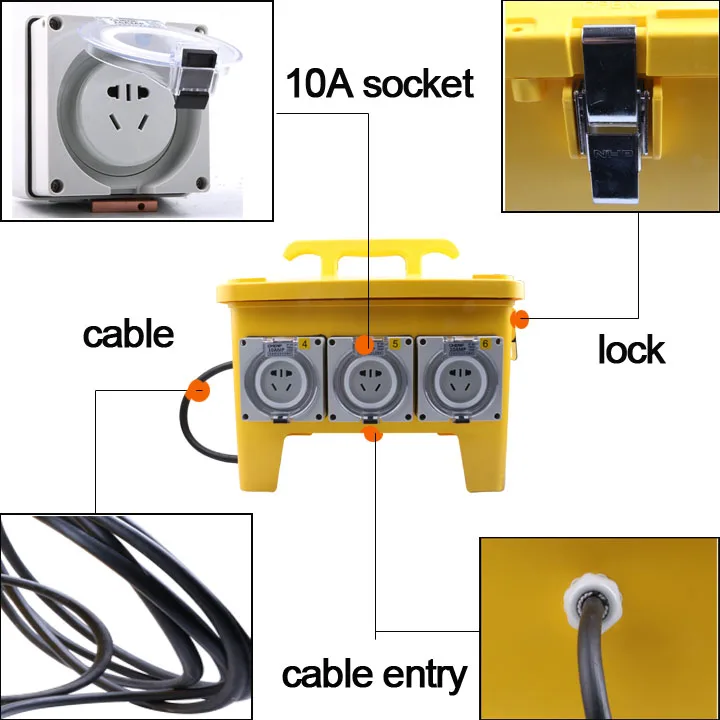 Ip67 Waterproof Outdoor Combination Socket Portable Power Industrial
