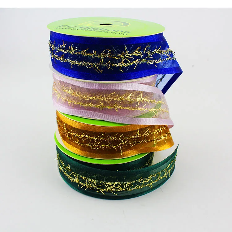 5/8" Silk Organza Ribbon With Decorative Glitter Satin Buy Organza