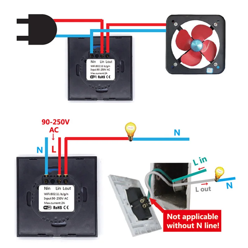 1 way touch switch схема подключения