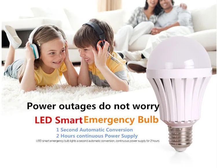 Automatic Charging Led Emergency Bulb 5w Cool White Rechargeable