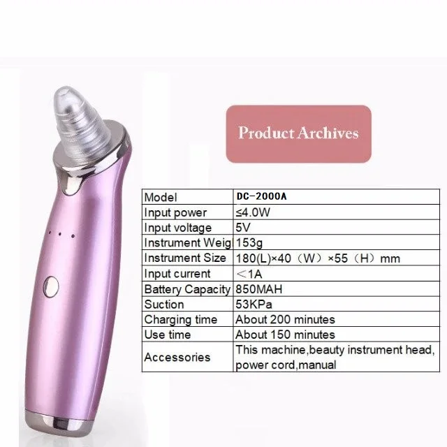 Rechargeable Electric Facial Nose Vacuum Blackhead Remover / Microdermabrasion