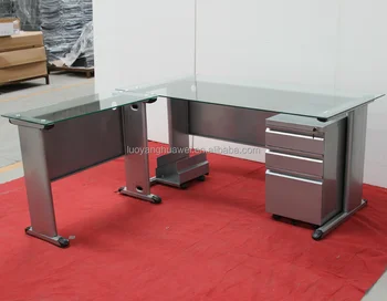 Customized Glass Top Office Desk Design Steel Modern Execusive