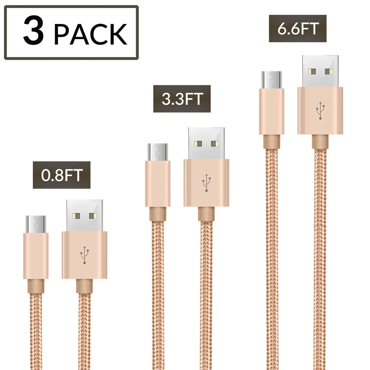 Cell Phone Charging Cable, EZColoris 3 PACK MicroUSB to USB Cable for Android Device Charing / Sync Data Cable