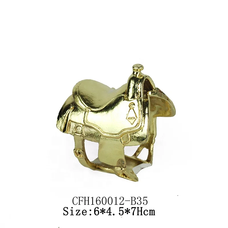 Lead Tin Alloy Horse Saddle Shape Napkin Rings Wedding Gift Table Decoration rond de serviette details