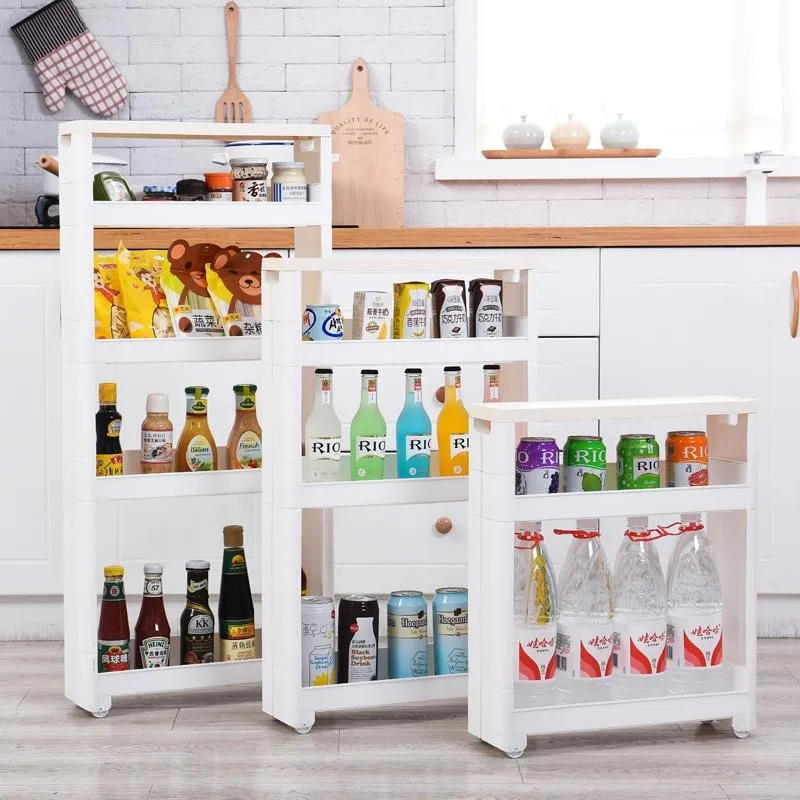 4 Tiers Plastic Warehouse Kitchen Storage Shelf With Wheel Buy